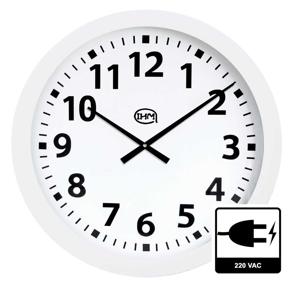 Horloge Ø 600 mm - ABS blanc - Verre minéral - Sur secteur