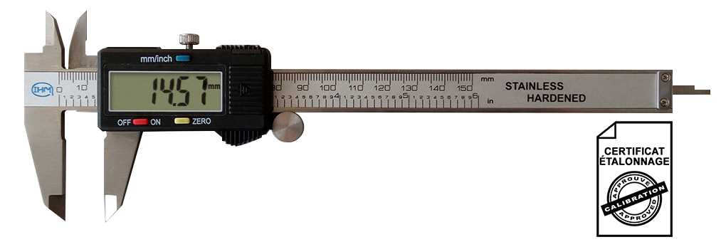 Pied à coulisse digital 150 mm - Double bec - Jauge de profondeur + Certificat d'étalonnage