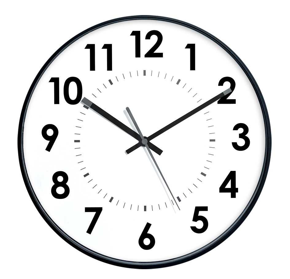 Horloge Ø 300 mm - ABS noir - Verre minéral - Sur pile