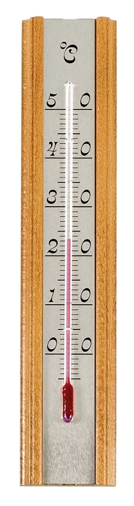 Thermomètre mécanique à alcool - Chêne / Plaque alu