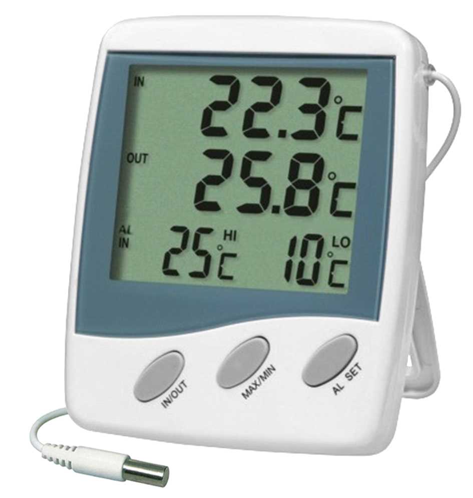 Thermomètre digital int./ext. - Sonde NTC embout inox - Alarme T° - Grand affichage