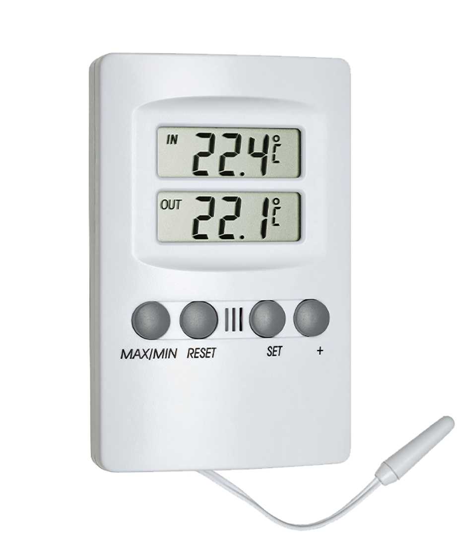 Thermomètre digital int./ext. - Sonde NTC embout inox - Alarme T°