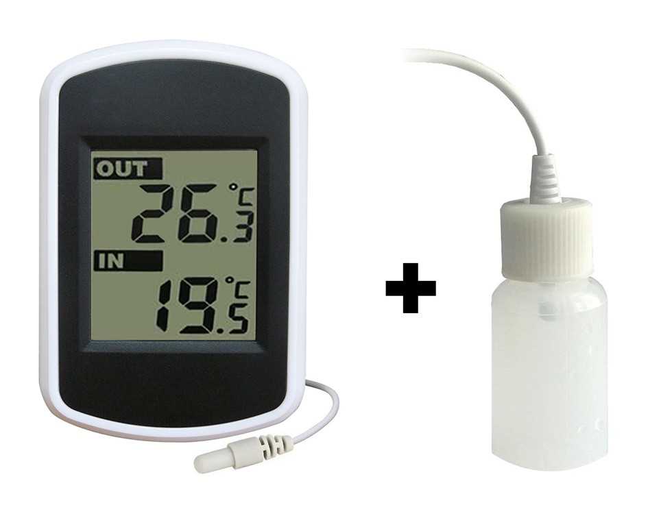 Thermomètre digital int./ext. - Sonde NTC embout inox + Ralentisseur thermique