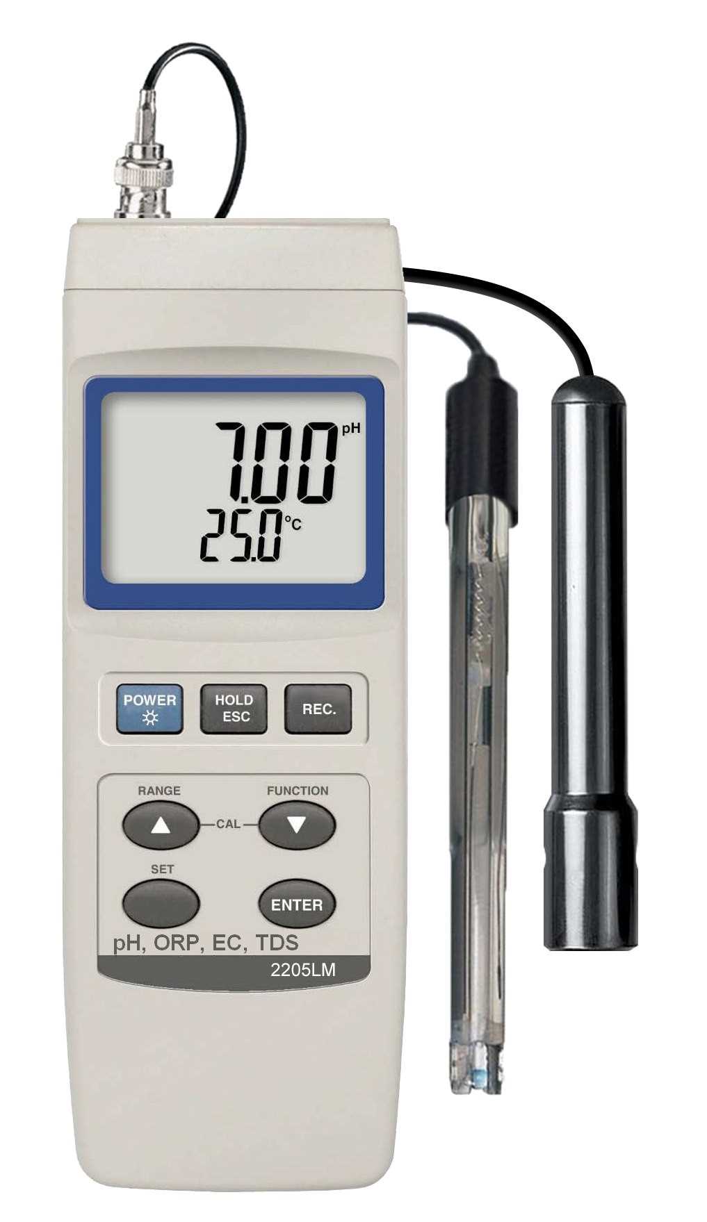Enregistreur - pH-mètre / Conductimètre / RedOx / Oxygènemètre - Sondes pH et conductivité livrées