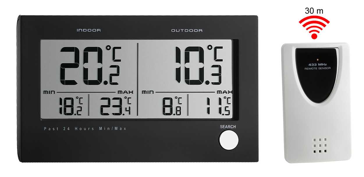 Thermomètre digital int./ext. - Sonde NTC embout inox - Alarme T° - Triple affichage Instant./Maxi/Mini