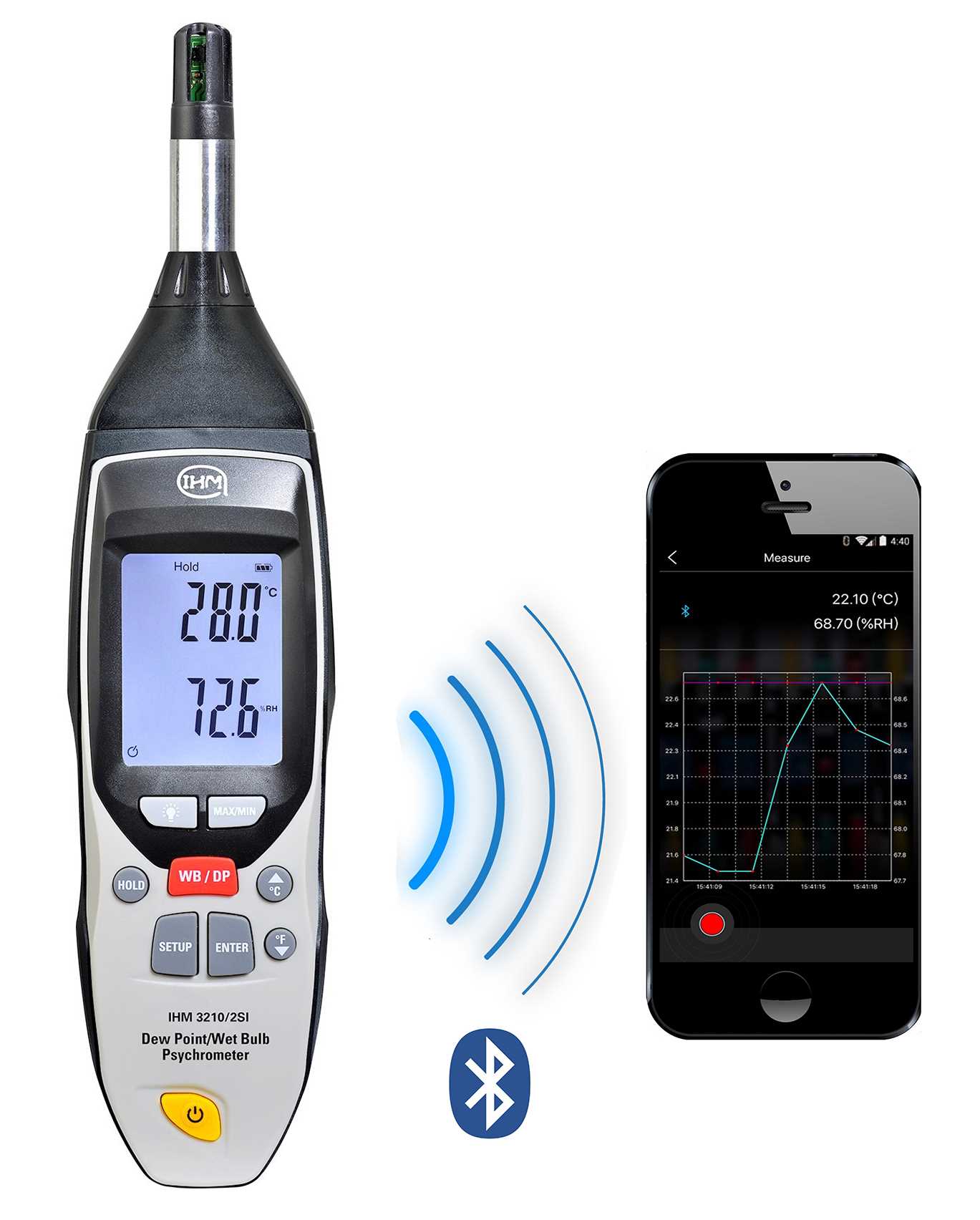 Thermomètre / Hygromètre / Psychromètre digital - Ambiant - Bluetooth + appli IOS/Android