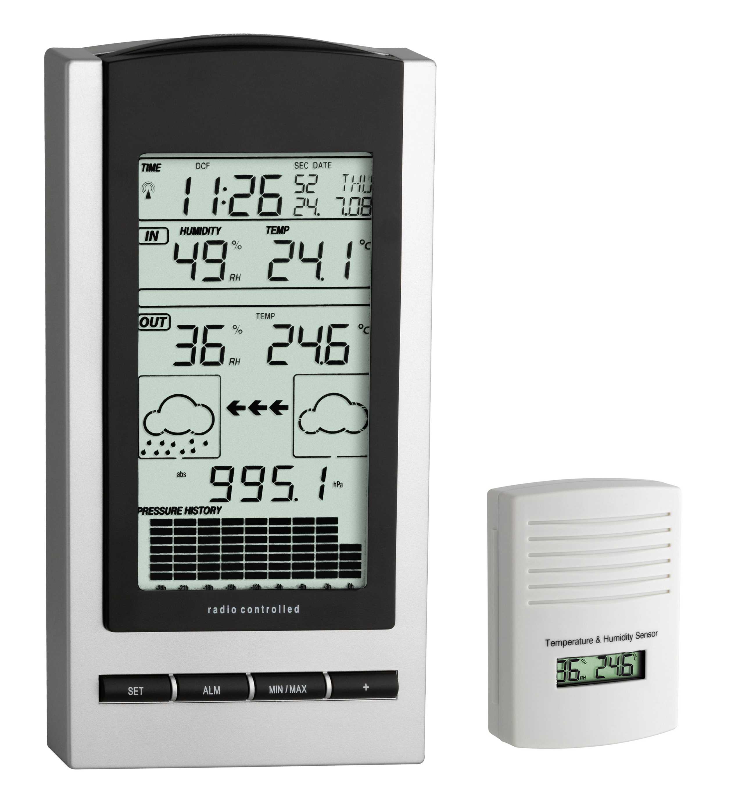 Station météo LCD - Thermomètre int./ext. / Hygromètre int./ext. / Baromètre