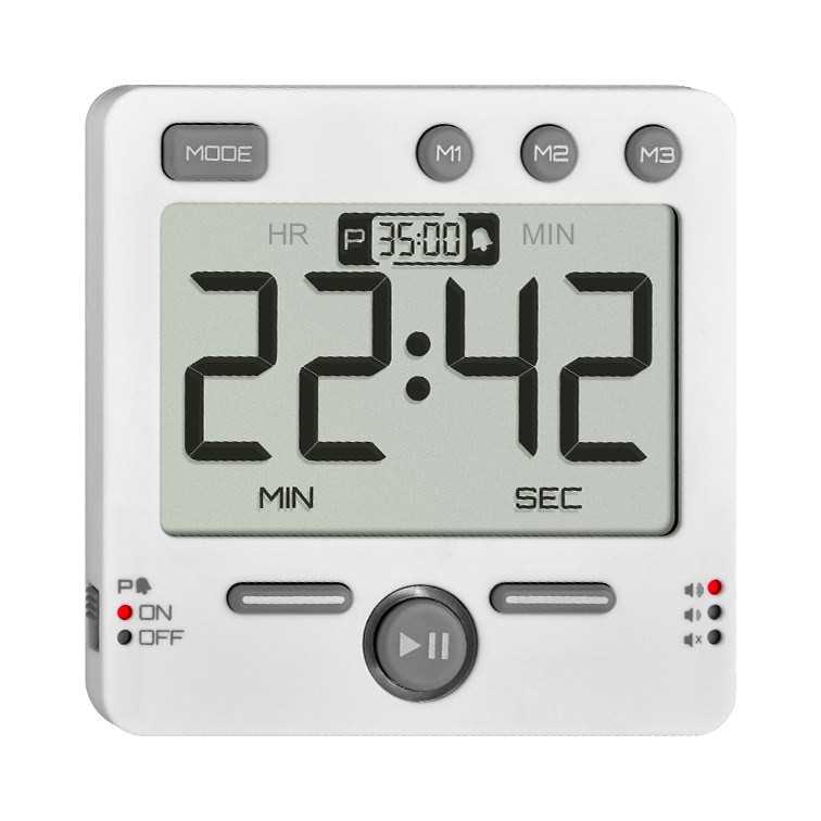 Minuteur digital 100 h - Compteur / Décompteur / Pré-Alarme - Lumineux/Sonore - 3 mémoires