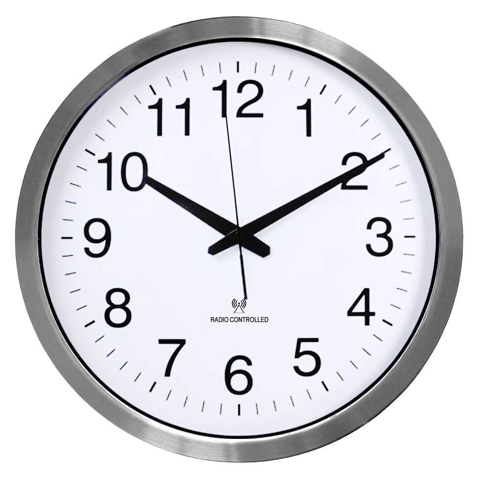 Horloge Ø 500 mm - Radio-pilotée - Aluminium - Verre minéral - Sur pile