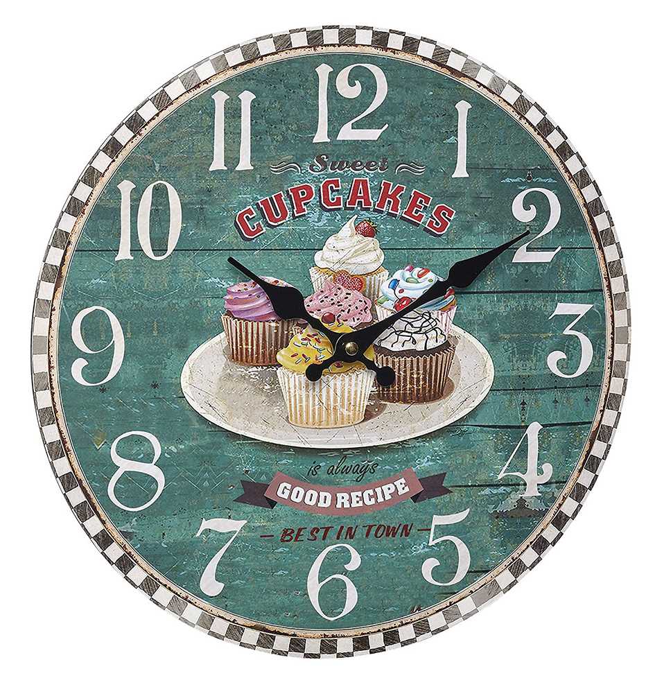 Horloge Ø 337 mm "Cup Cakes" - Fibre de bois - Sur pile