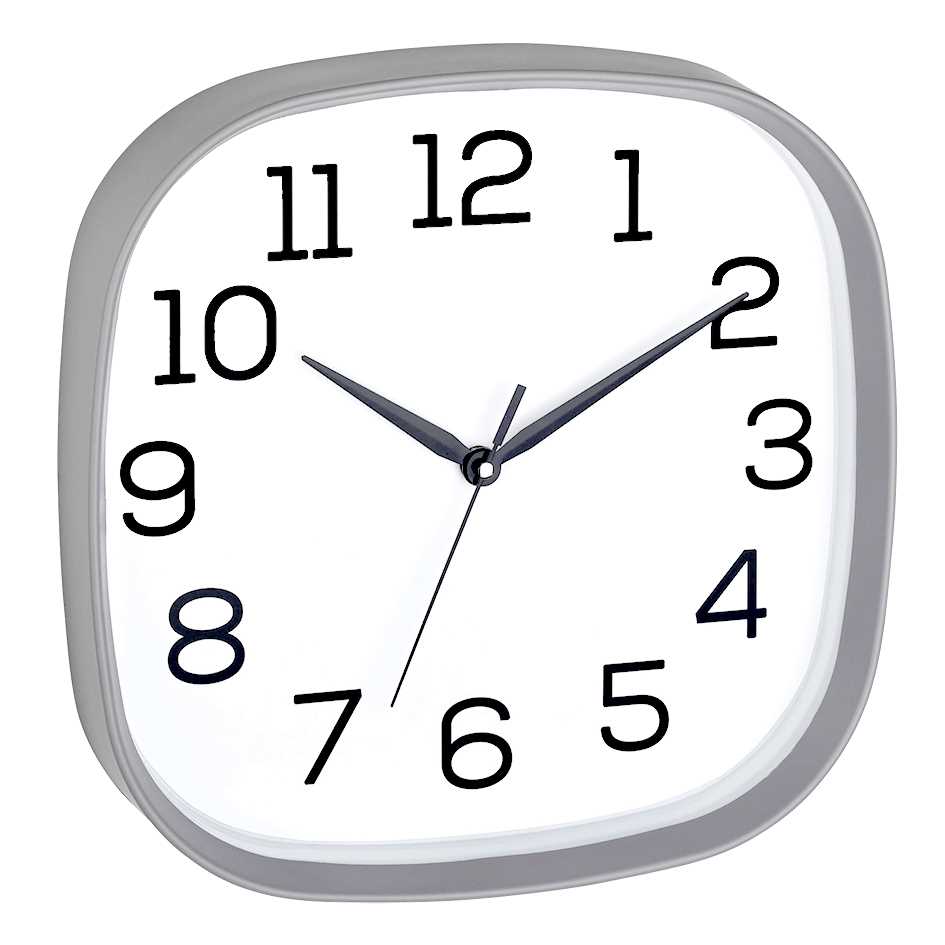 Horloge 300x300 mm - Verre minéral - Sur pile - Design moderne gris