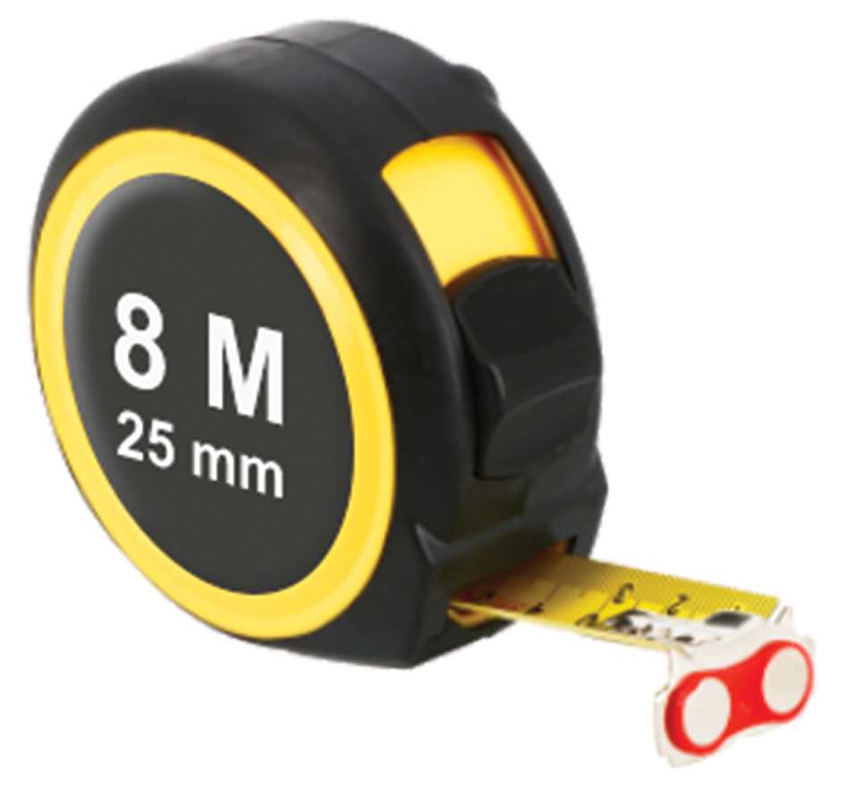 Mètre ruban 8 m - Acier - Aimanté - Boitier gomme / Bloqueur