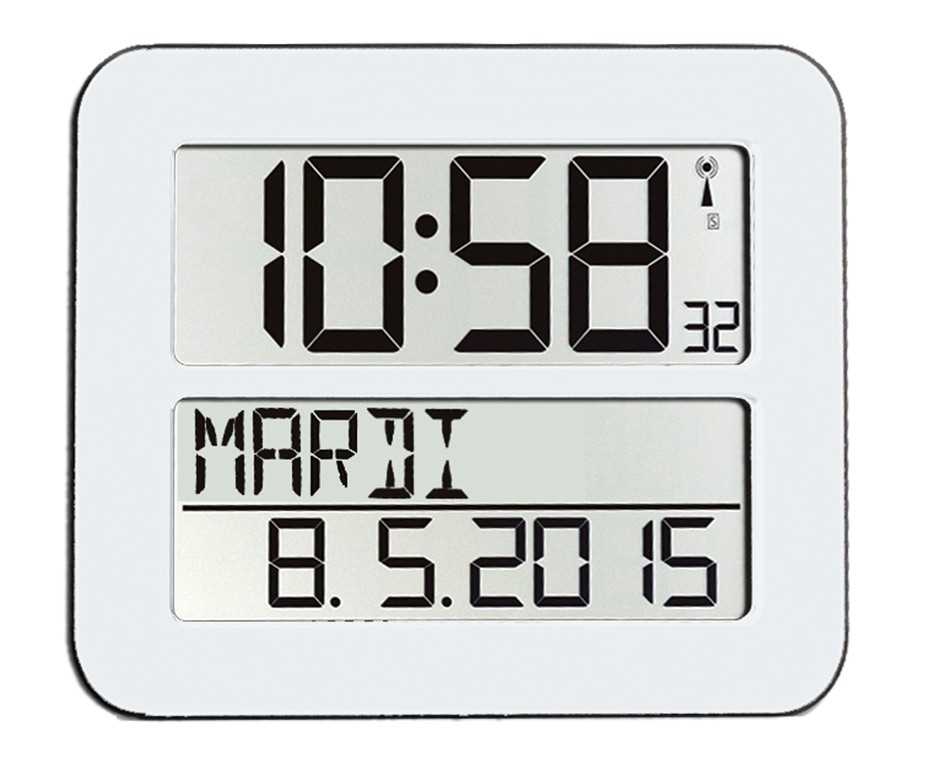 Horloge / Calendrier LCD - Radio-pilotée - Coloris blanc