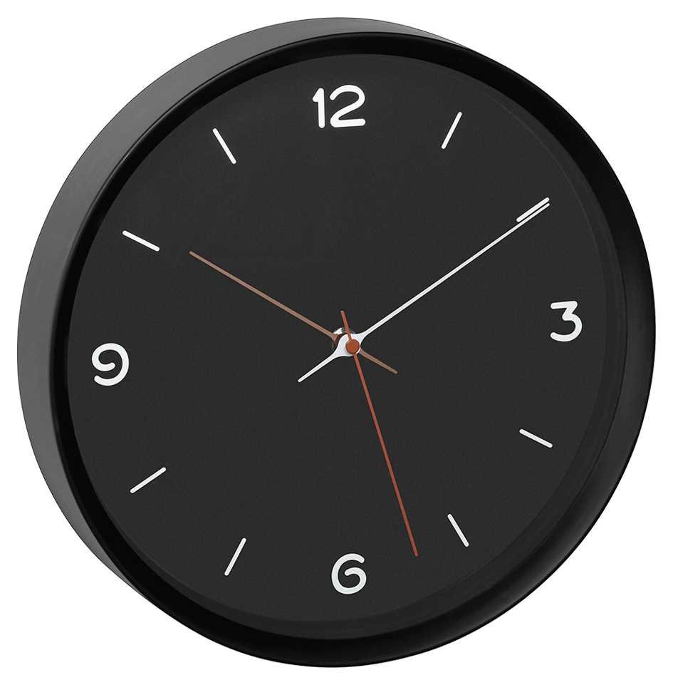 Horloge Ø 309 mm - Verre minéral - Sur pile - Design moderne noir