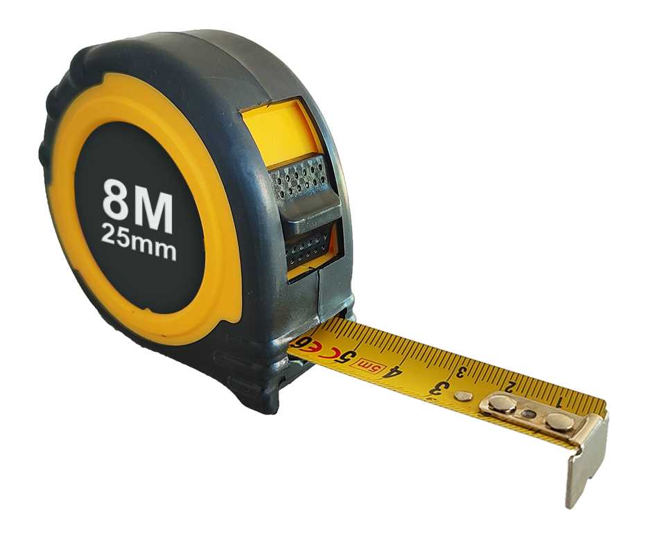 Mètre ruban 8 m - Acier - Boitier gomme / Bloqueur