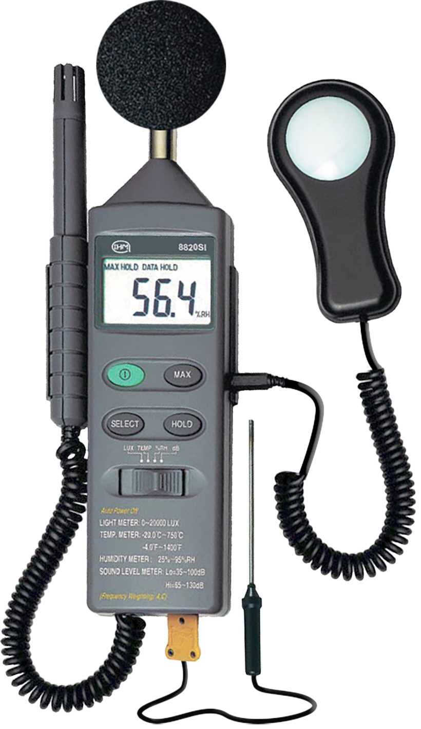 4 en 1 - Thermomètre / Hygromètre ambiant / Thermomètre type K / Sonomètre / Luxmètre