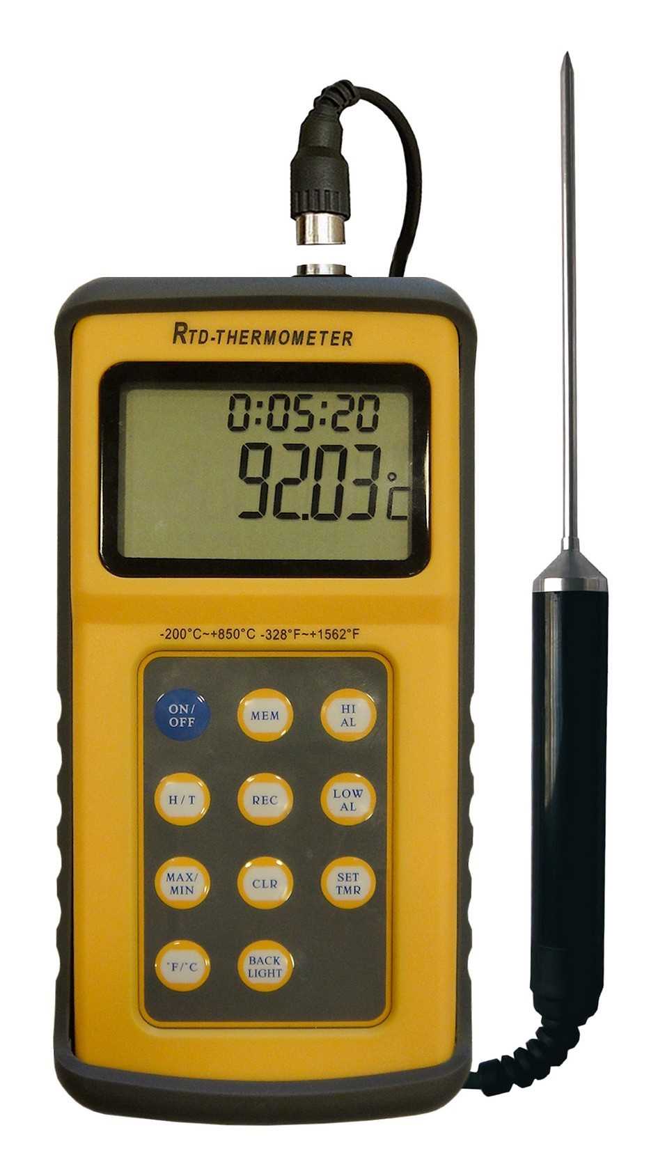 Thermomètre digital - Sonde pT100 - Etanche IP65 - Alarme T° - Mémoires