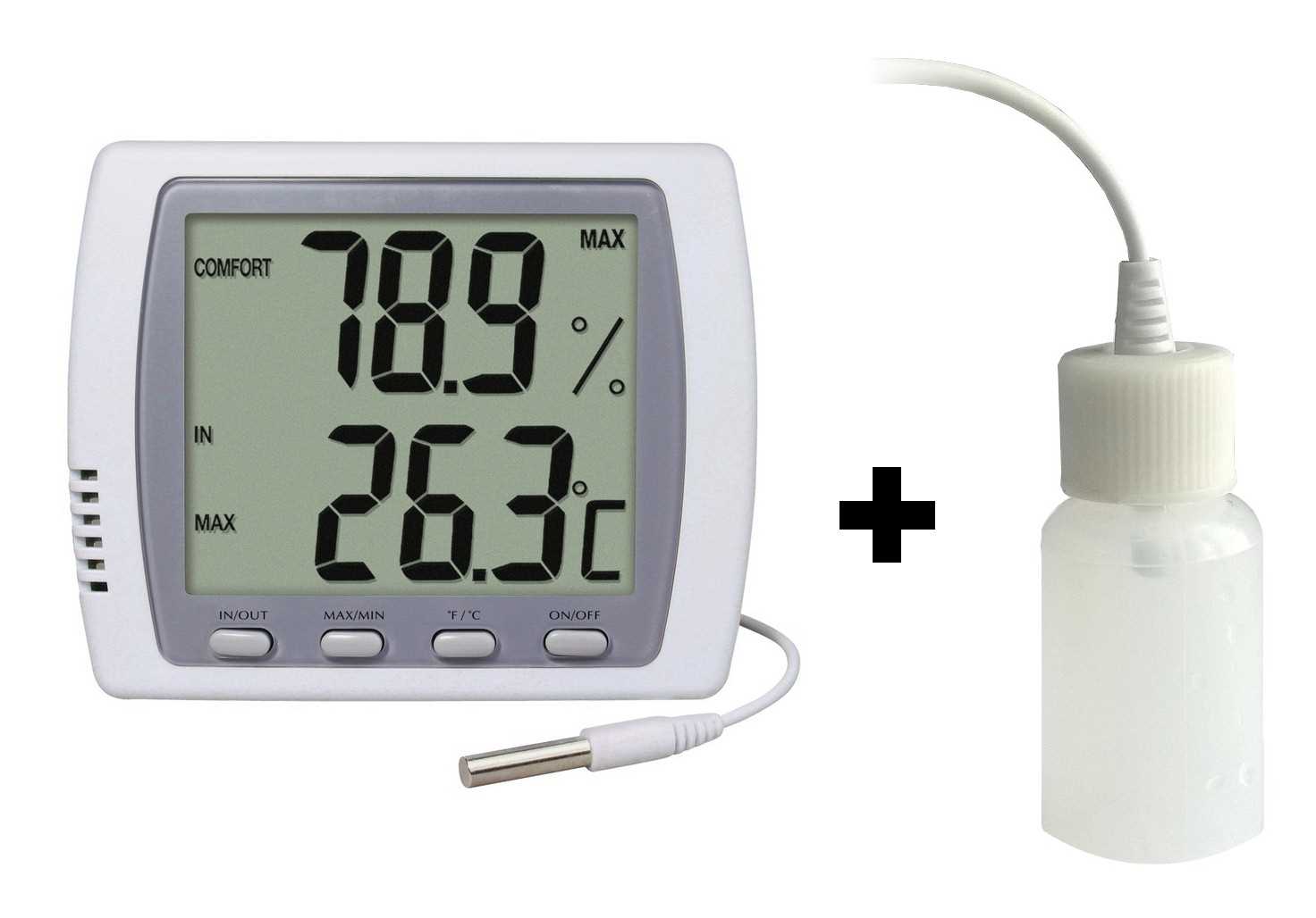 Thermomètre digital int./ext. - Sonde NTC embout inox - Hygromètre + Ralentisseur thermique