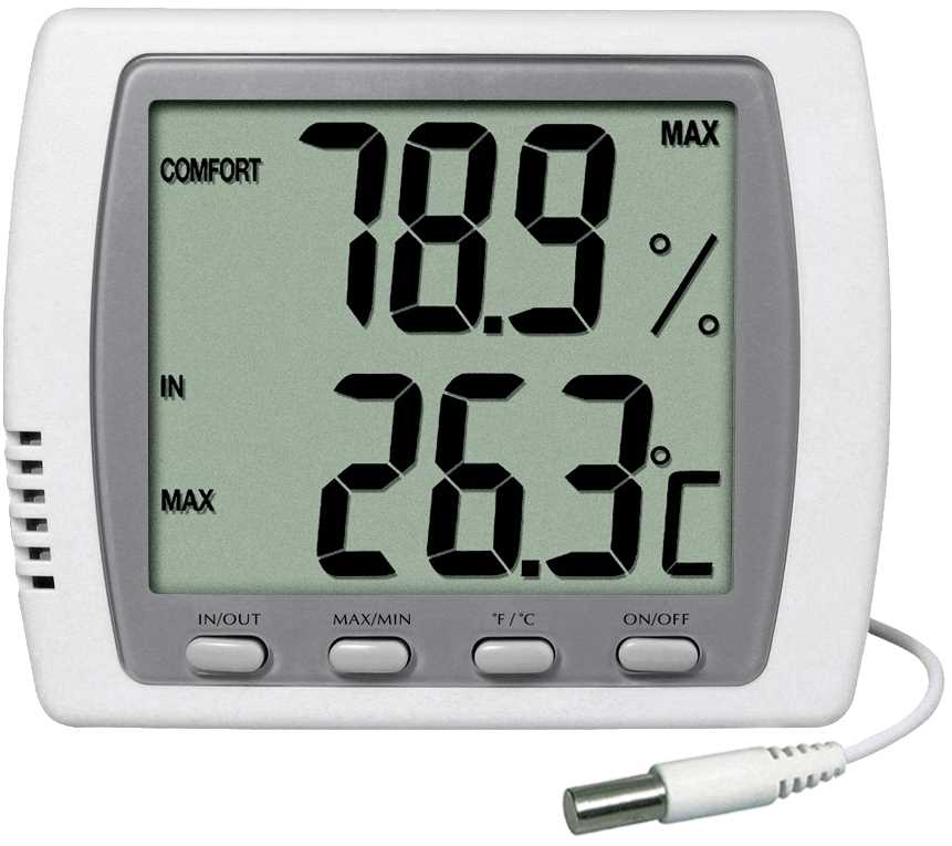 Thermomètre digital int./ext. - Sonde NTC embout inox / Hygromètre - Grand affichage