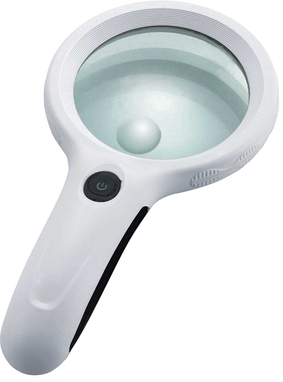 Loupe à main éclairante 2,5X90 - Double foyer 8X22 - 8 LED + 1 LED UV