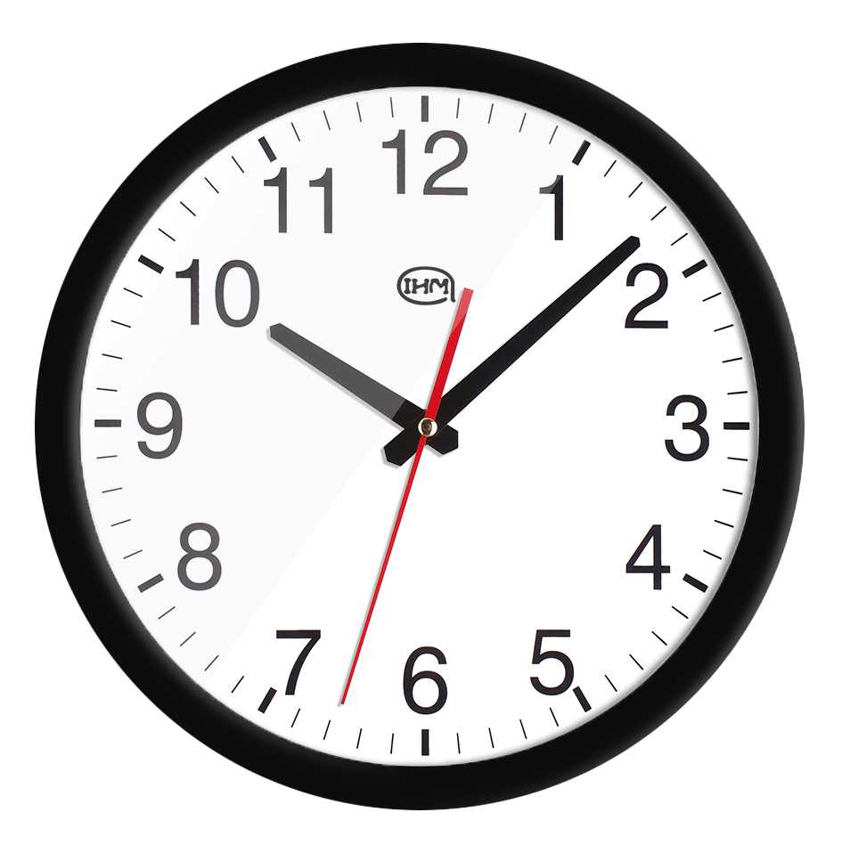 Horloge Ø 300 mm - ABS noir - Verre minéral - Sur secteur