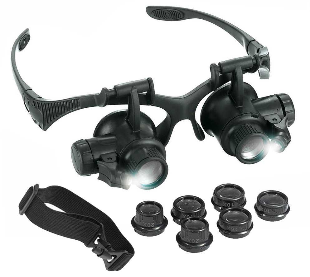 Lunette-loupe binoculaire éclairante 10X, 15X, 20X et 25X