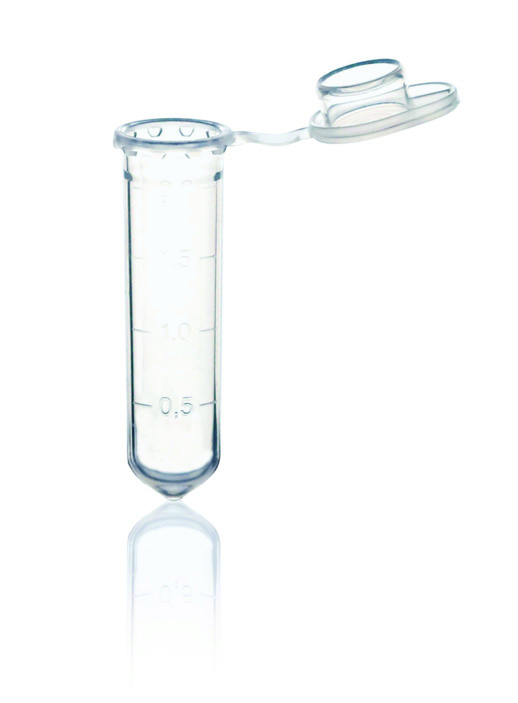 Microtube à usage unique, PP, 2,0 ml, transparent, avec capuchon ( X 500 )