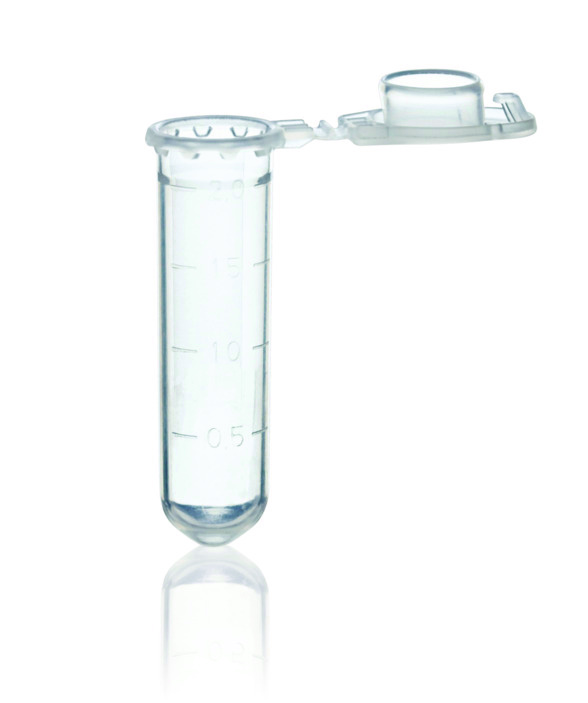 Microtube à usage unique, PP, 2,0 ml, transparent, avec capuchon, avec bouchon verrouillable ( X 500 )