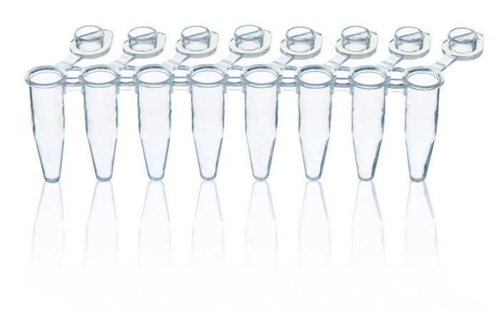 Barettes de 8 tubes en PCR avec bouchons plats individuels attachés, 0,2 ml, profil standard ( X 120 )