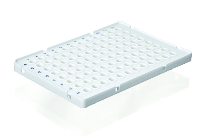 Plaque PCR 96 puits, demi-cadre, élevé, Low Profile, blanc, PP ( X 50 )