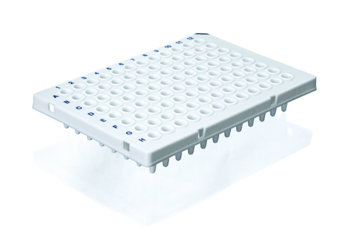 Plaque PCR 96 puits, demi-cadre, profil standard, blanc, PP ( X 50 )