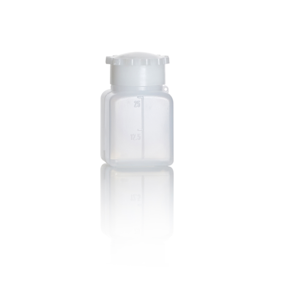 Bouteille AZLON®, carrée, graduée, bouchon, PEHD, 25 ml