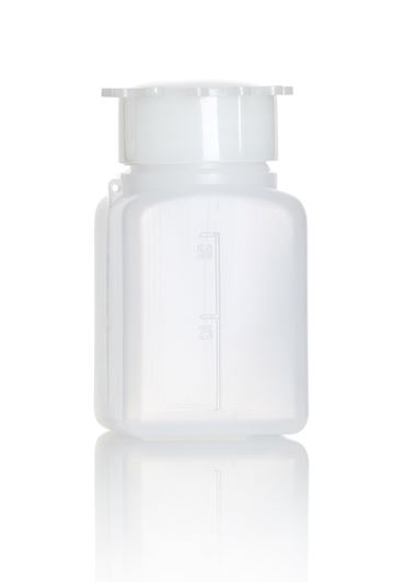 Bouteille AZLON®, carrée, graduée, bouchon, PEHD, 50 ml