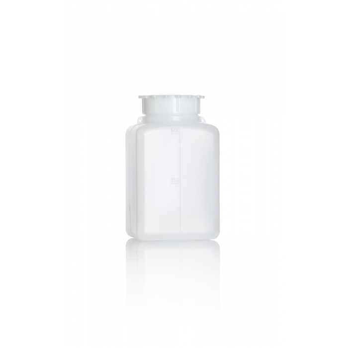 Bouteille AZLON®, carrée, graduée, bouchon, PEHD, 500 ml
