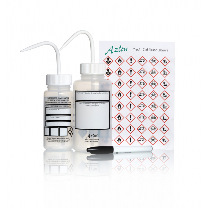 Pissette anti-goutte LDPE 500 mL à personnaliser Multilingue ( X 5 )