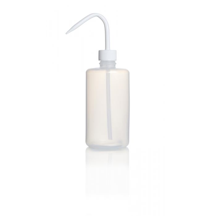 Pissette col large LDPE 1000mL bouchon blanc, sans système anti-goutte ( X 5 )
