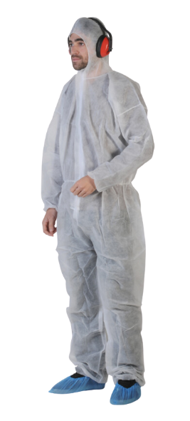 Combinaison PLP non tissé blanc 30g/m² glissière capuche Taille L (x50)