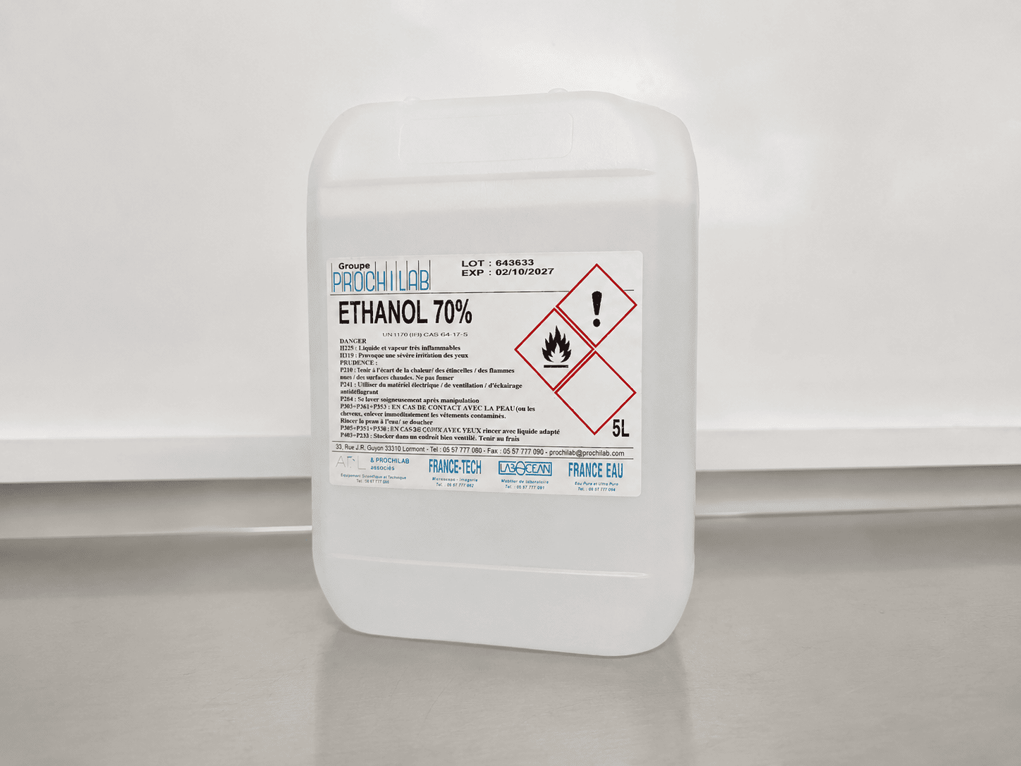 Éthanol Dénaturé 70 % (Alcool Éthylique) - Bidon 5 L