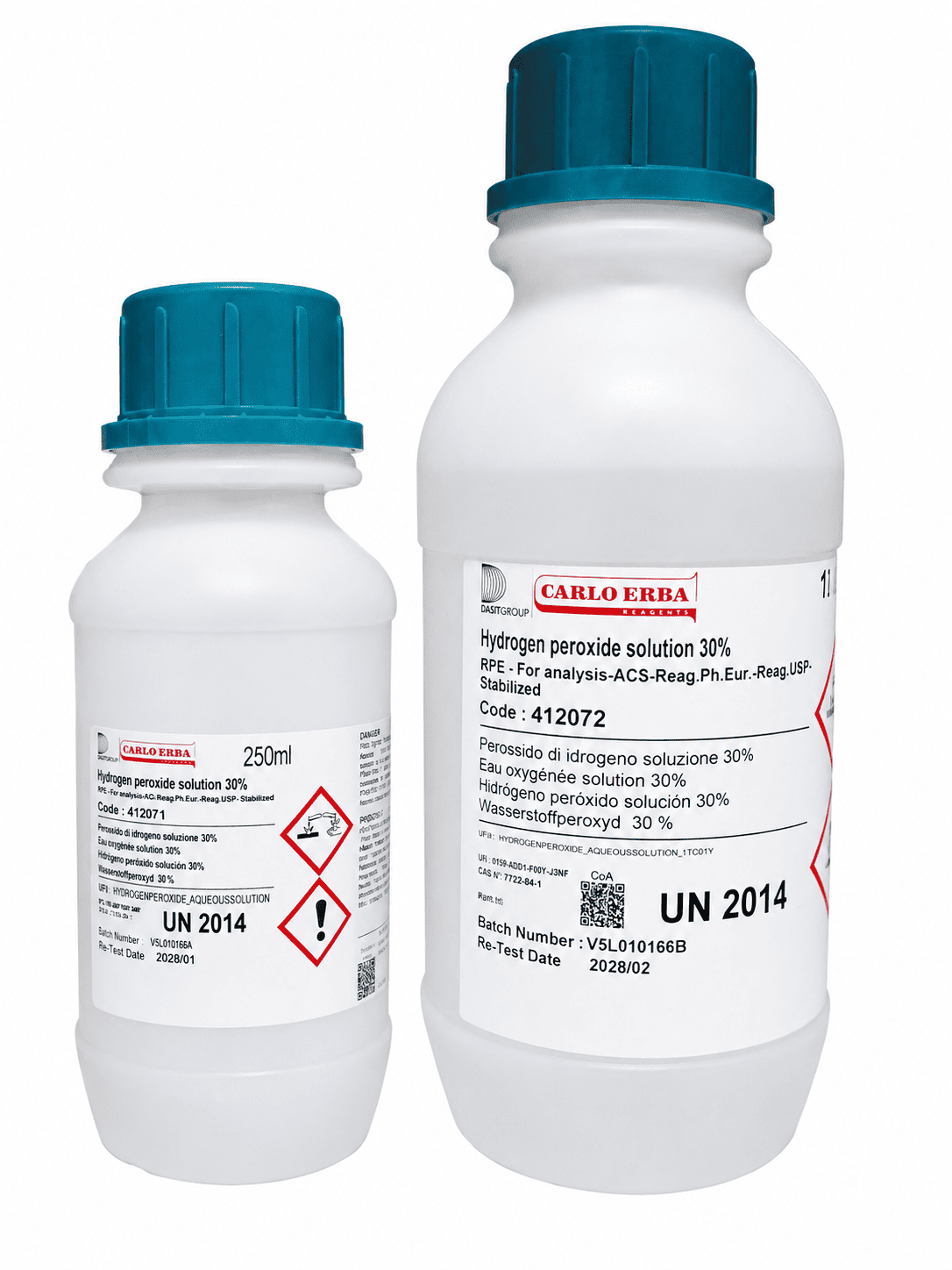 Hydrogène peroxyde (eau oxygénée) 30% - 1L - RPE - Pour analyse-ACS - Reag.Ph.Eur. - Reag.USP-Stabilisé