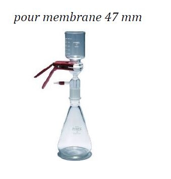 Equipement de filtration sous vide pour membranes diamètre 47 mm, verre dépoli, 1L, Glassco Le lot de 1