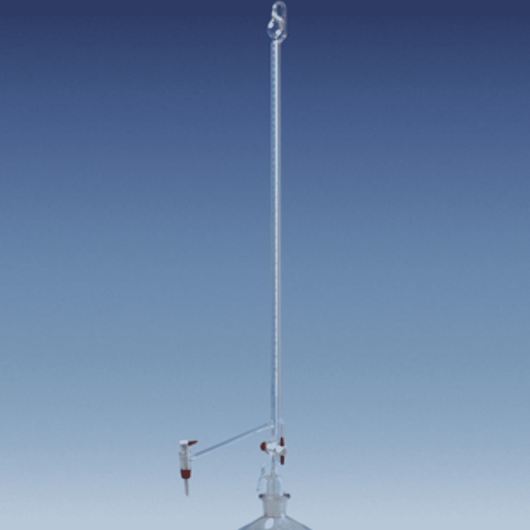 Burette Pellet, robinets PTFE, 50 mL, 1/10, verre brun - UNITE